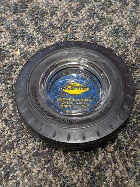 Vintage Goodyear Custom Super Cushion Rubber Tire Glass Ashtray